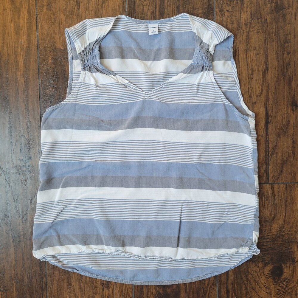 Old Navy Striped Ruched Blouse Tank Top V-Neck size XS